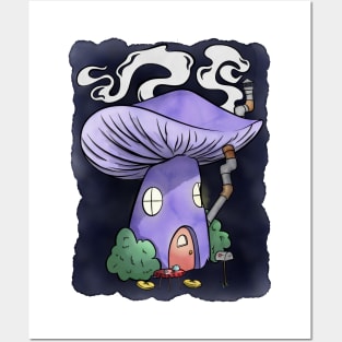 Purple Mushroom House Posters and Art